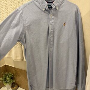 Ralph Lauren Blue Casual Button Down Shirt with Signature Logo